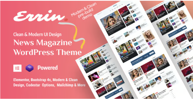 Errin - Personal Blog & Magazine Video Production WordPress Theme
