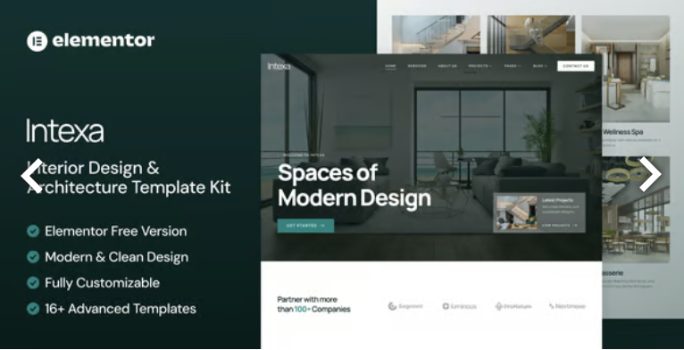 Intexa - Interior Design & Architecture Elementor Template Kit