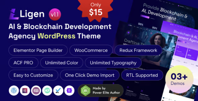 Ligen – AI & Blockchain Development Agency WordPress Theme