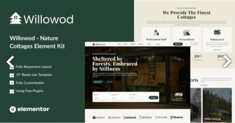 Willowod - Nature Cottages Elementor Template Kit