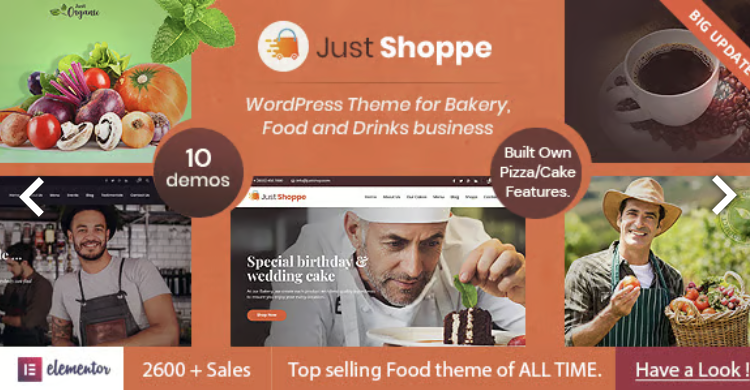 Justshoppe - Elementor Cake, Bakery & Food WordPress