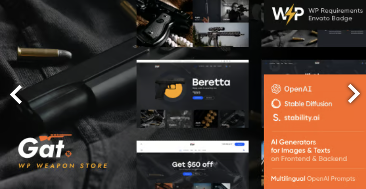 Gat - Gun & Weapon Store WordPress Theme