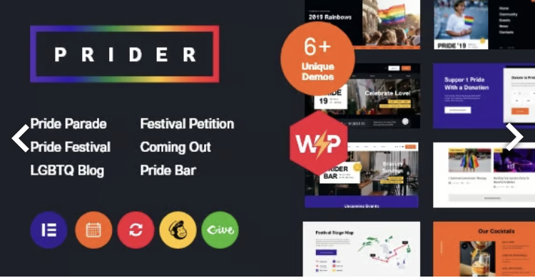 Prider | LGBT & Gay Rights Festival WordPress Theme + Bar