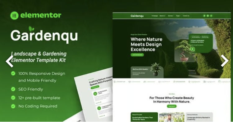 Gardenqu - Landscape & Gardening Elementor Template Kit