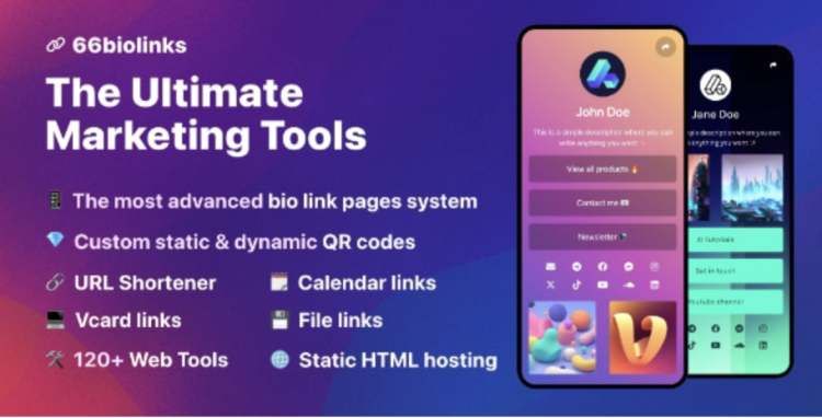 66biolinks - Bio Links, URL Shortener, QR Codes & Web Tools (SAAS)