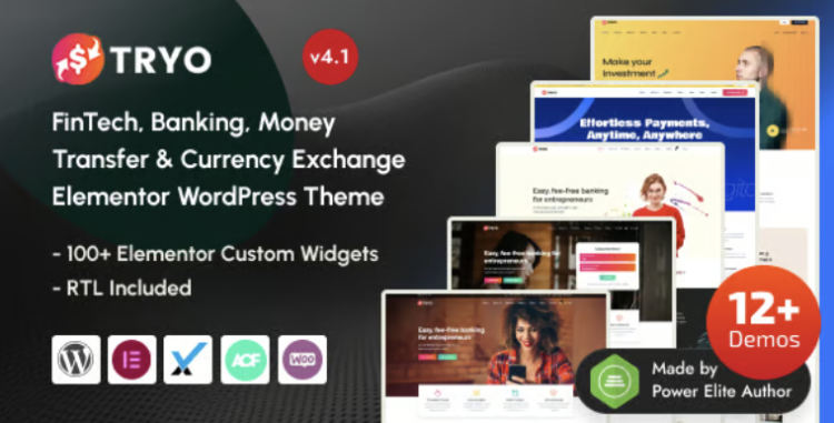 Tryo - FinTech, Banking, Money Transfer & Currency Exchange Elementor WordPress Theme