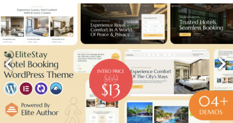 EliteStay - Hotel Booking WordPress Theme