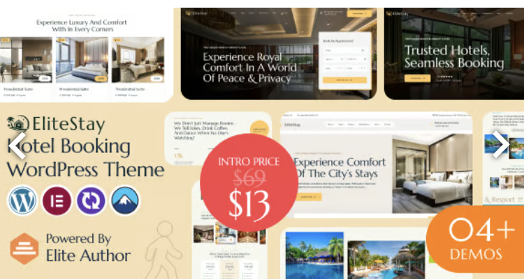 EliteStay - Hotel Booking WordPress Theme
