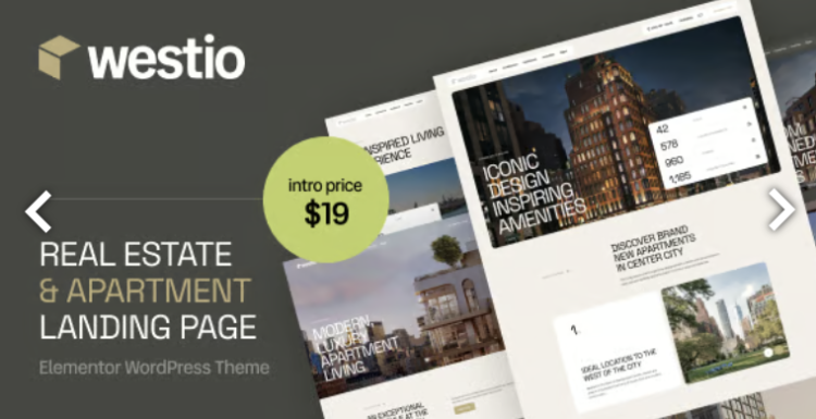 Westio – Real Estate & Apartment Landing Page WordPress Theme
