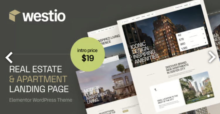 Westio – Real Estate & Apartment Landing Page WordPress Theme