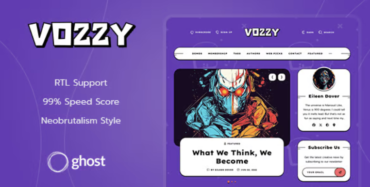 Vozzy - Neobrutalism & Lightweight Ghost Theme 2 Vozzy - Neobrutalism & Lightweight Ghost Theme