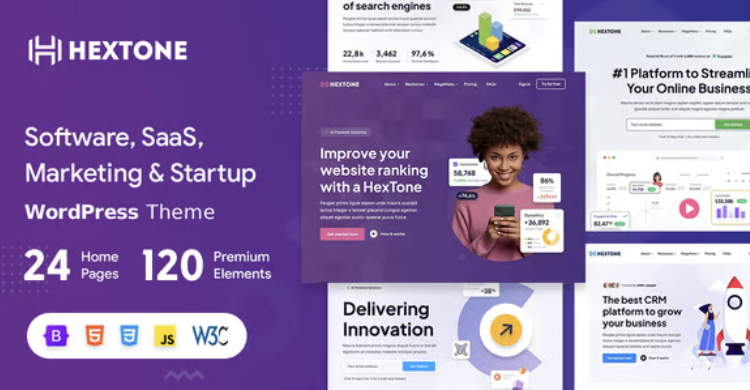 HexTone - Software, SaaS & Startup WordPress Theme
