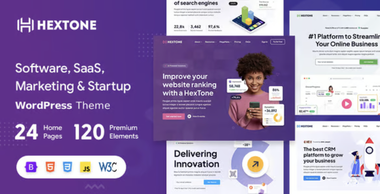 HexTone - Software, SaaS & Startup WordPress Theme
