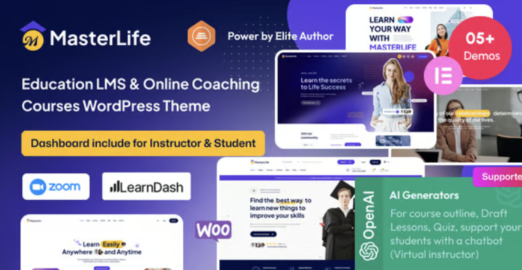 MasterLife - Education LMS & Online Coaching Courses WordPress Theme