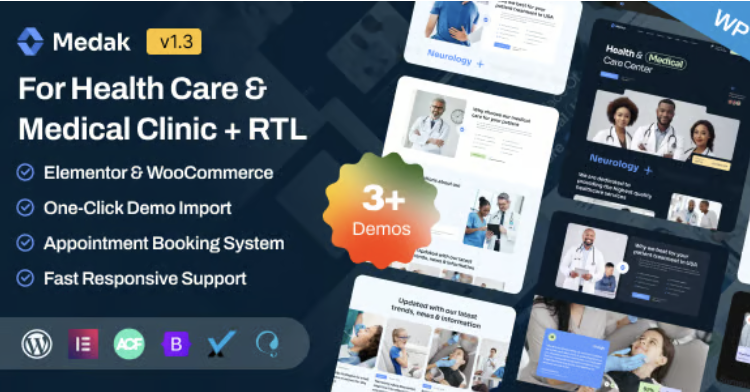 Medak - Doctor Medical & Healthcare Clinic Elementor WordPress Theme