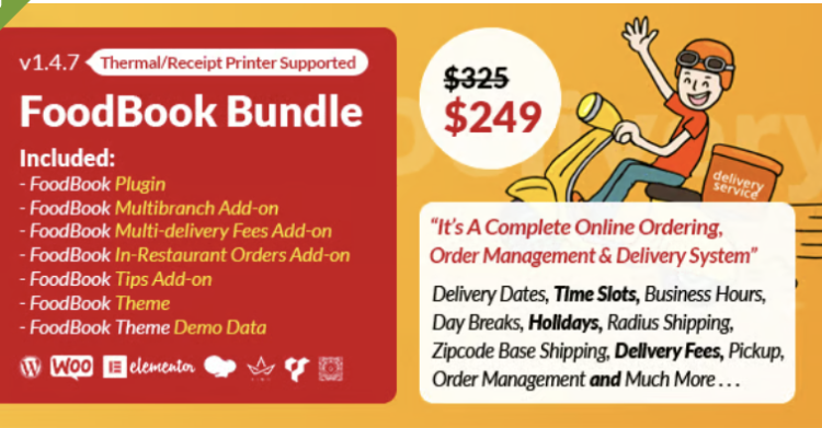 Online Food Ordering System For Restaurant | FoodBook Plugin & Add-ons Bundle