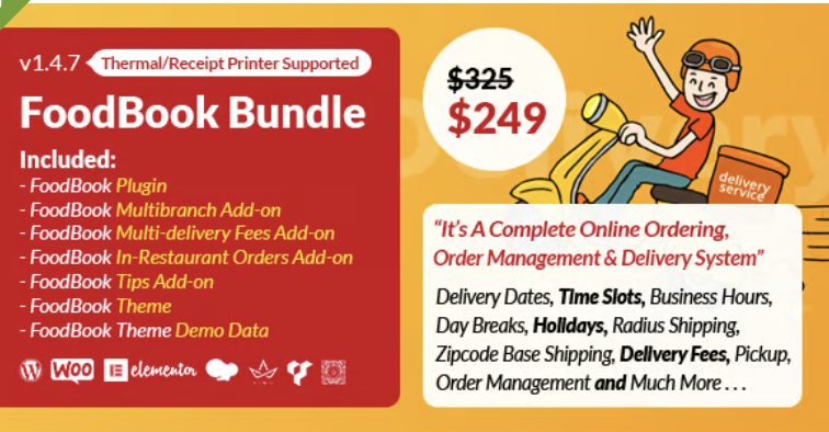 Online Food Ordering System For Restaurant | FoodBook Plugin & Add-ons Bundle