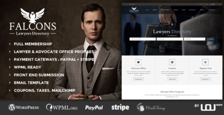Falcons – Directory for Lawyers Law Firms WordPress Theme