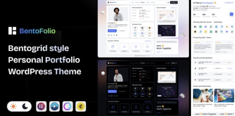 Bentofolio – Personal Portfolio WordPress Theme