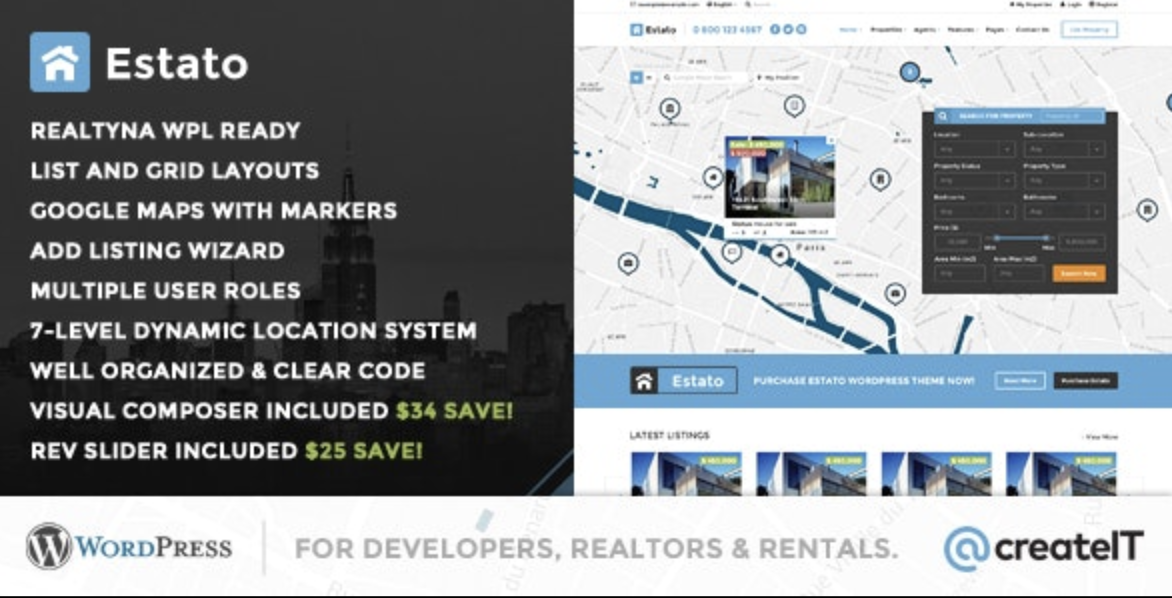 Estato – WordPress Theme for Real Estate and Developers 2 Estato – WordPress Theme for Real Estate and Developers