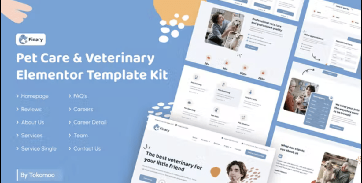 Finary | Pet Care & Veterinary Elementor Template Kit 2 Finary | Pet Care & Veterinary Elementor Template Kit