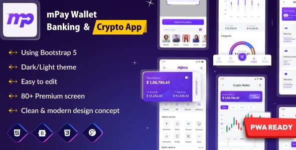Mpay – E Wallet Banking HTML Mobile Template
