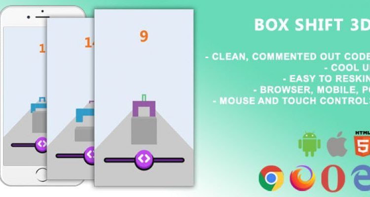 Box Shift 3D. Mobile/ Html5 Game .c3p (Construct 3)