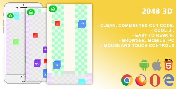 2048 3D. Mobile/ Html5 Game .c3p (Construct 3)