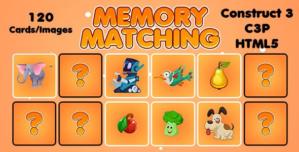 Memory Matching Picture Puzzle Game - (Construct 3 | C3P | HTML5) Admob and FB Instant Support