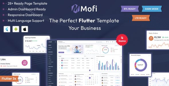 Mofi – Multipurpose Flutter Admin Panel Dashboard Template | Flutter UI Kit