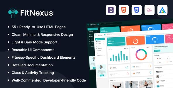 FitNexus – Fitness Gym Admin Dashboard HTML Template