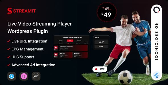 Streamit – Live video streaming player WordPress plugin