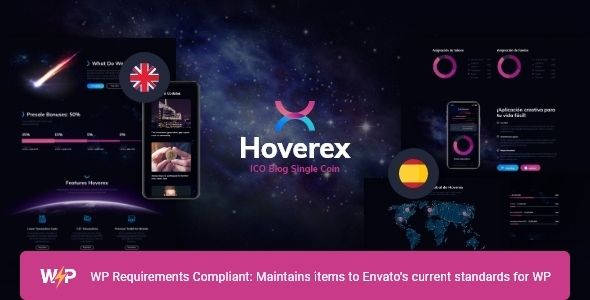 Hoverex | Cryptocurrency NFT ICO WordPress Theme + Spanish