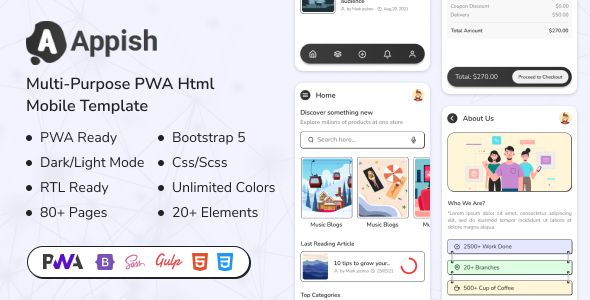 Appish Multipurpose PWA HTML template