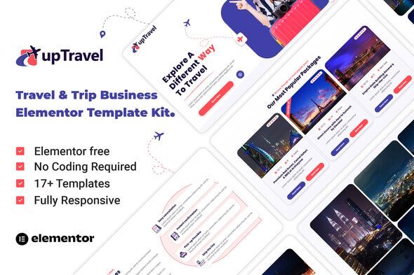 UpTravel – Travel & Tour Agency Elementor Template Kit