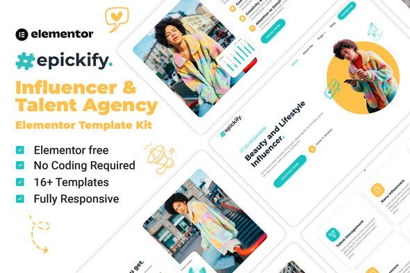 Epickify – Influencer & Talent Agency Elementor Template Kit
