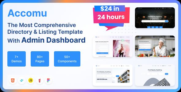 Accomu – Tailwind Directory Listings Template