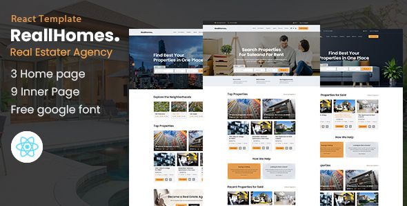 ReallHomes – Real Estate Property Agency ReactJs Template