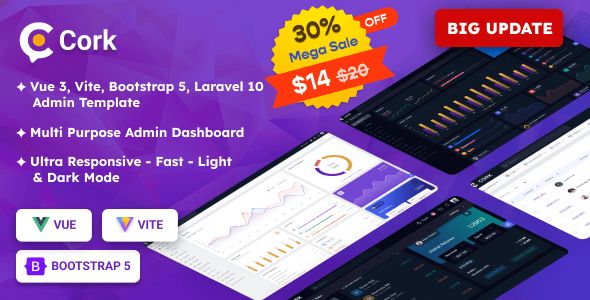 Cork – VueJS/ Laravel Admin Dashboard Template