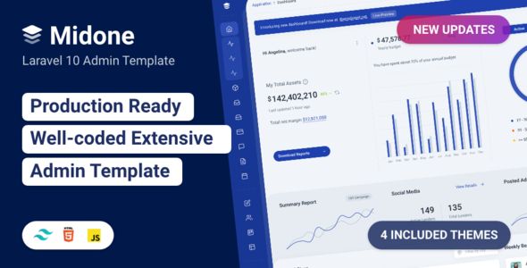 Midone – Tailwind 4 Laravel 11 Admin Dashboard Template + HTML Version