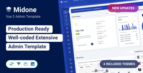 Midone – Vuejs 3 Admin Dashboard Template + HTML Version