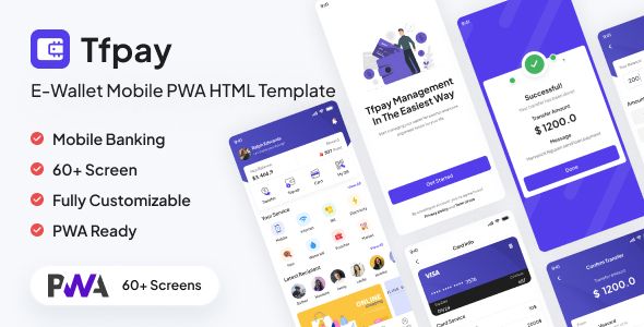 Tfpay - E-Wallet Mobile PWA HTML Template