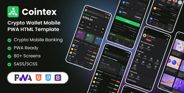 Cointex - Crypto Wallet Mobile PWA HTML Template