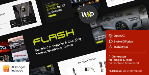The Flash – Electric Car Supplier Charging Station WordPress Theme
