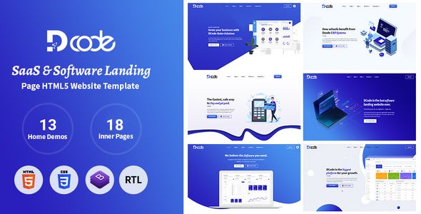 DCode – SaaS Software Responsive Landing Page Template