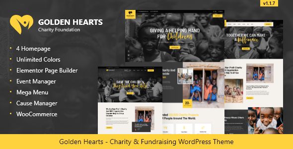Golden Hearts – Fundraising Charity WordPress Theme