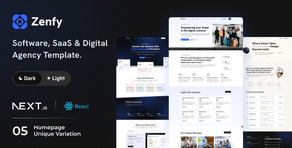 Zenfy – Software/ SaaS Digital Agency React Next JS Template