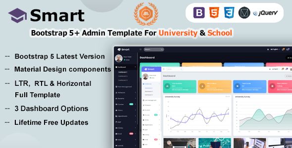 Smart – Bootstrap 5 Material Design Admin Dashboard Template for University/ School Colleges