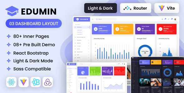 EduMin – Vite Education Admin Dashboard Template