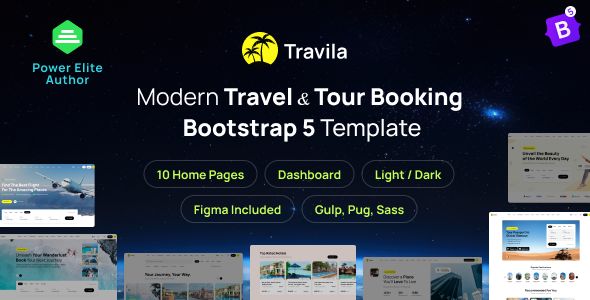 Travila – Modern Travel Tour Booking HTML Template + RTL + Dashboard